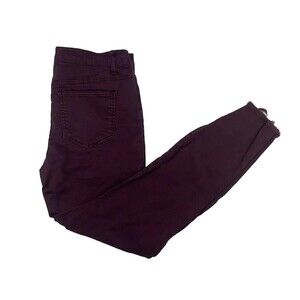 Hippie Laundry Jeans Size 7 Juniors Mid Rise Skinny Burgundy Distressed Denim